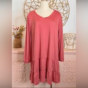 Women’s NWT Ninexis 1X Flowy Pink Long Sleeve Dress